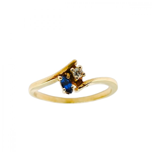 Anillo Toi ei Moi-Oro bajo-Piedra Zafiro y Zirconia-AN8132 conpiedra