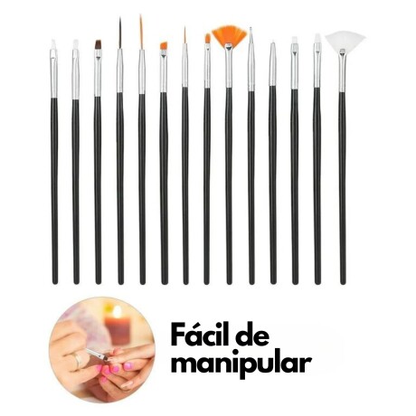 Kit Pinceles para Manicura 15 Pzas + 5 Punteros 001