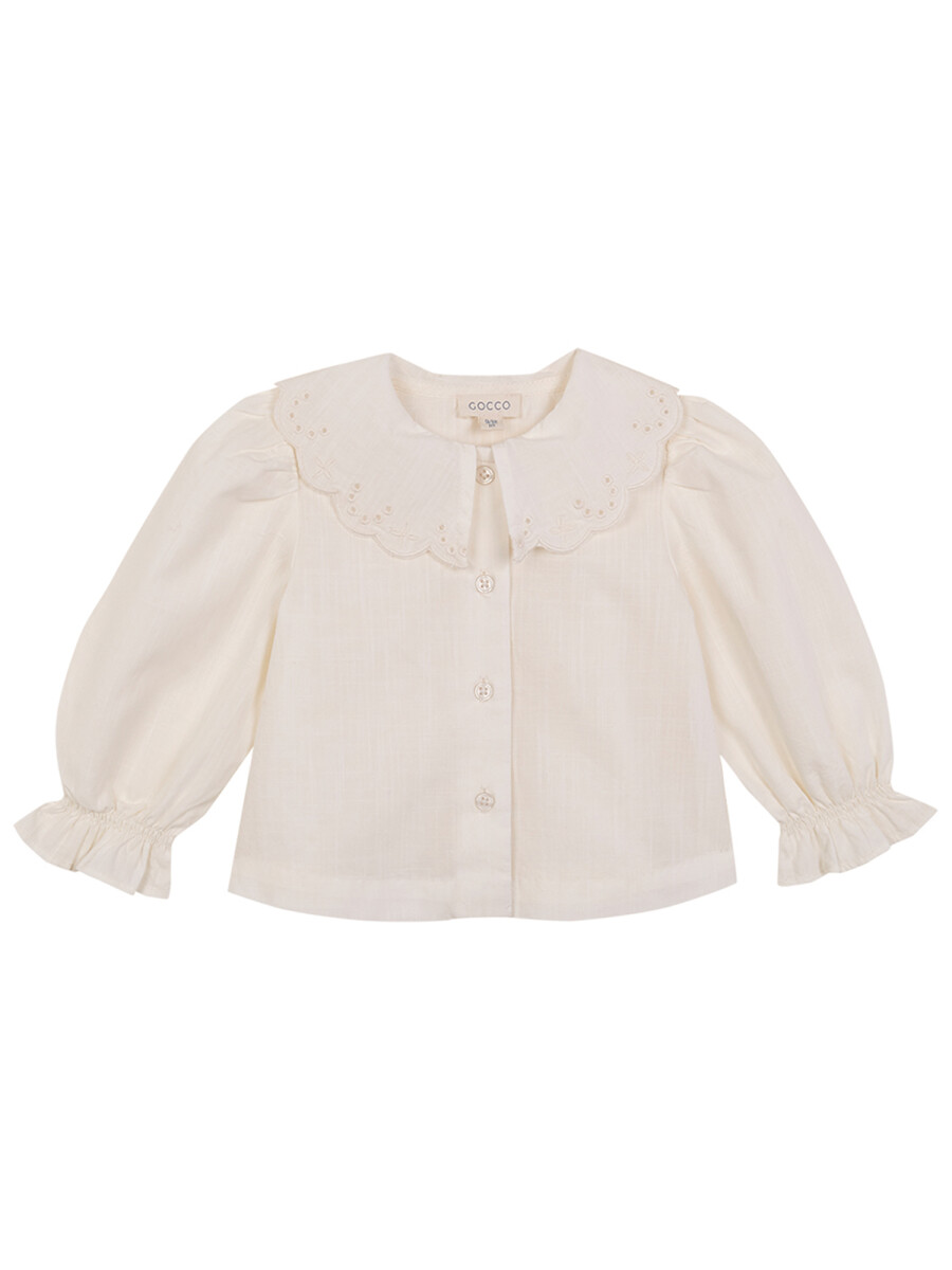 Blusa Cuello Ondas Blanco Roto