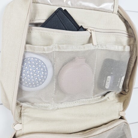 Neceser plegable con percha varios bolsillos Beige