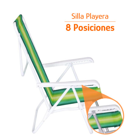 Silla Reclin 4Pos Aluminio 100Kg + Mesa Plastico Divisiones Verde