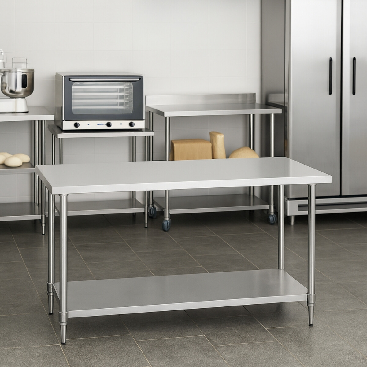 Mesada Central con Estante Inferior 180x60 cm 