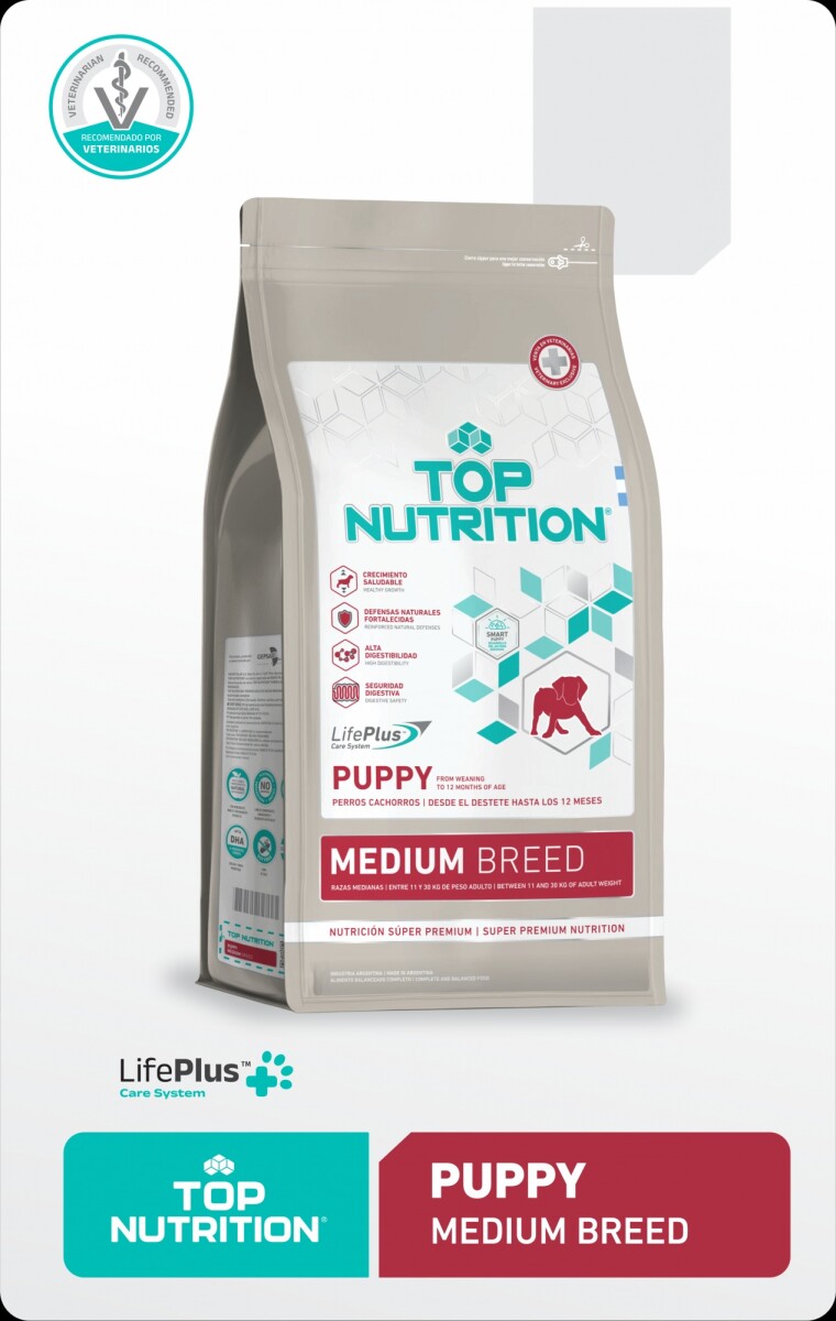 TOP NUTRITION PERROS CACHORROS RAZAS MEDIANAS X 7,5 KG - Top Nutrition Perros Cachorros Razas Medianas X 7,5 Kg 
