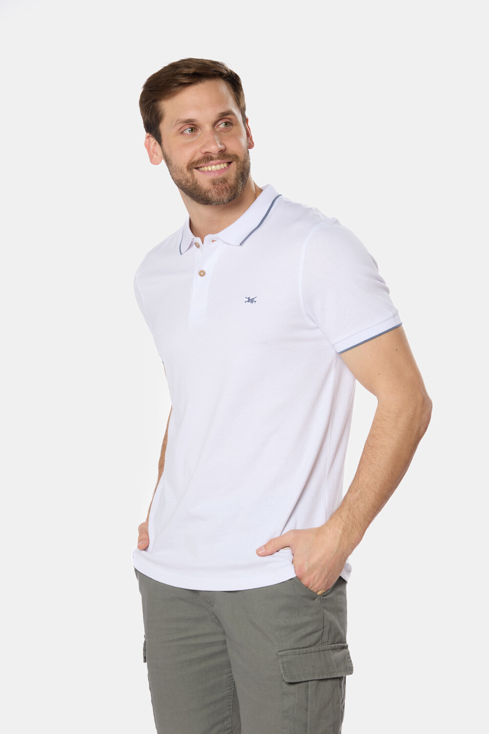 REMERA POLO JERSEY RAYADA Blanco