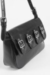 Bandolera con tapa y hebillas negro