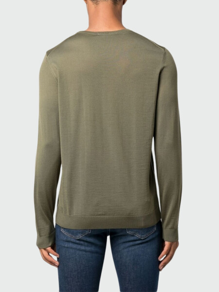 BOSS Black - Suéter Ajustado de lana Merino Cuello Redondo Verde