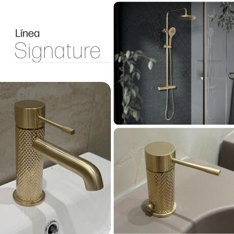 JUEGO DE GRIFERIA SIGNATURE BRUSHED GOLD CON BARRA DE DUCHA DORADO-BRUSHED GOLD