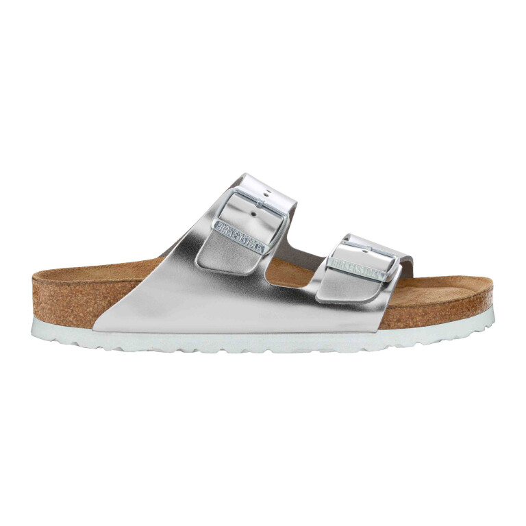 Sandalia Arizona Soft Footbed Leather - Regular Plateado