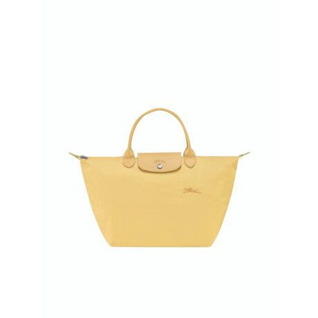 Longchamp -Cartera Longchamp plegable de nylon con cierre y asa corta, Le pliage green M Amarillo Pastel