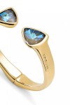 PULSERA GRUESA DE ALEACIÓN DE METALES BAÑADA EN ORO 18K CON DOS CRISTALES FACETADOS MULTICOLOR Pulsera