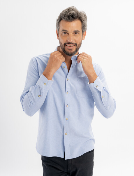 Camisa m/l oxford lisa azul
