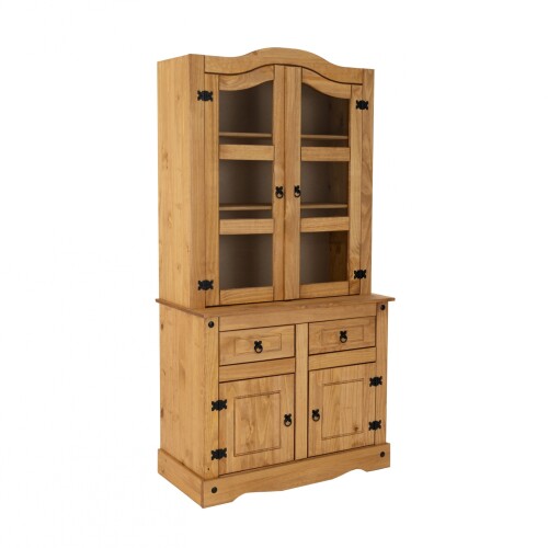 Cristalero Madera Maciza Linea Mexicana 2 Puertas Natural