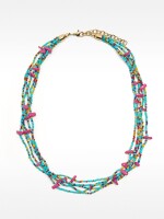 Collar Corto Con Varias Filas De Cuentas multicolor