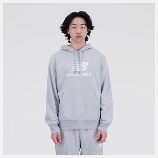 Canguro New Balance Hombre Essentials Stacked Logo Frech Terry Hoodie Grey S/C