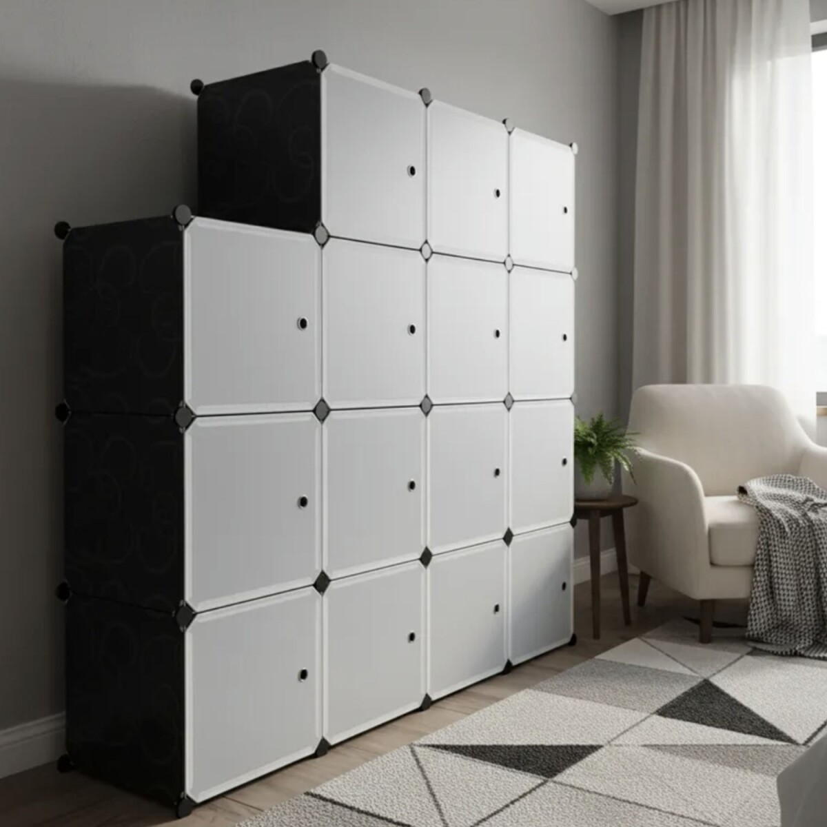 Armario Plástico Lumax 15 Puertas Desmontable Portátil - Blanco 