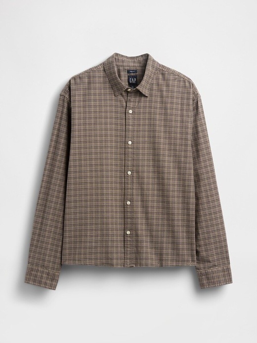 Camisa Oxford Cropped Hombre - Brown Plaid 