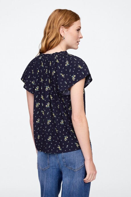 Blusa Manga Corta Mujer Navy Floral