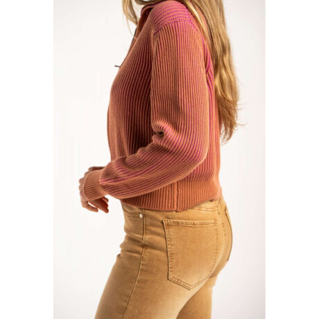 Campera Tejida Algodon Rosa/mocha