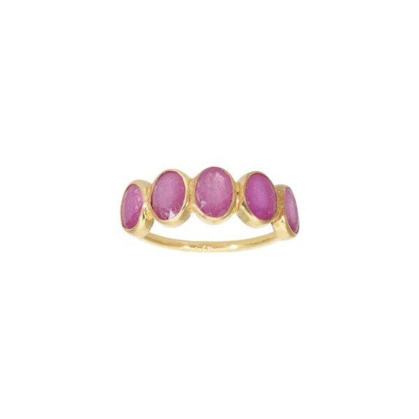 Anillo medio sin fin -Plata rodinada con micra oro 18k-Piedra Rubí- AN2018 conpiedra