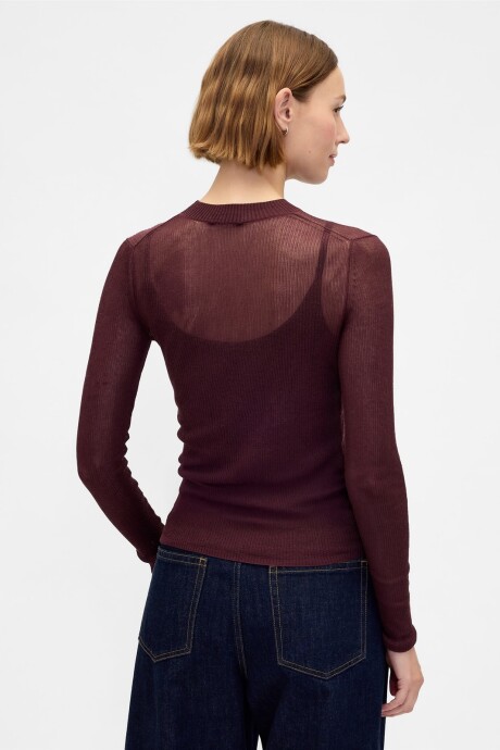SHEER FITTED CREW Bordeaux