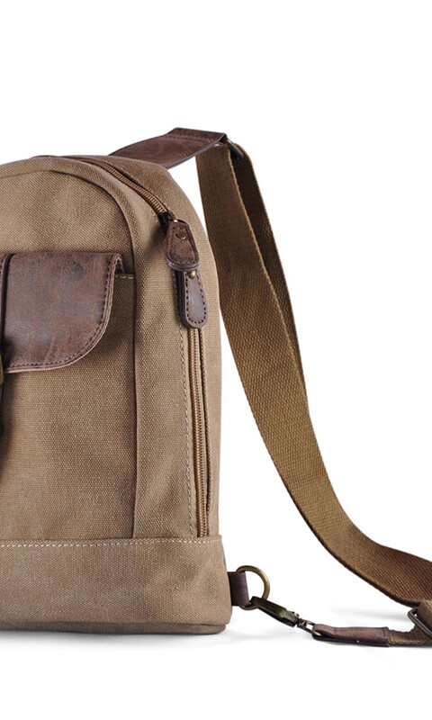MOCHILA BOSTON KAKI Y TABACO