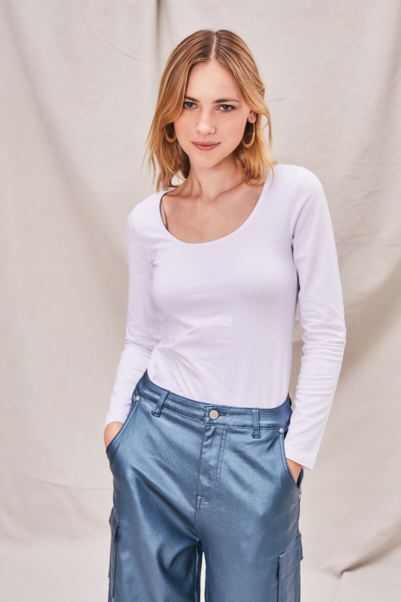 Remera Algodón Elastano Blanco
