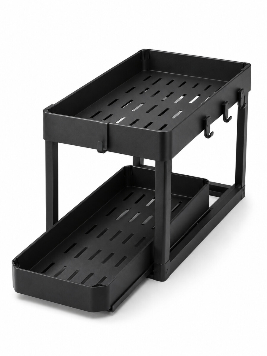 SOPORTE ORGANIZADOR DOS ESTANTES - NEGRO 