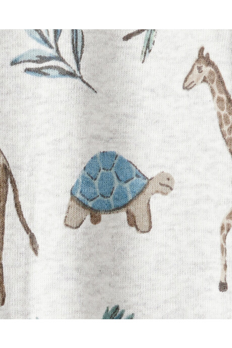 Pijama una pieza de algodón orgánico con pie, diseño safari Sin color