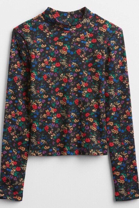 Remera Niña Black Multi Floral