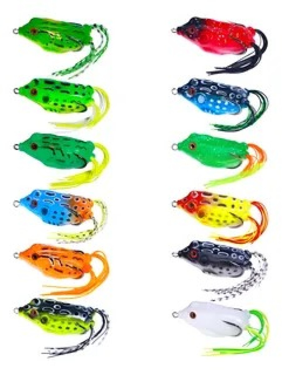 SEÑUELO ANTIENGANCHE SAPO CON FLECOS X 10UNID VARIOS COLORES 