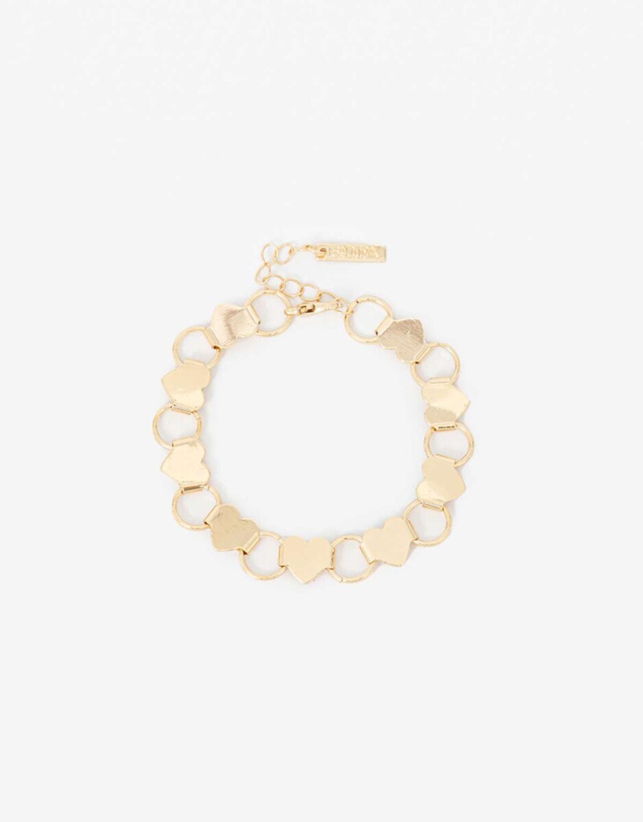 Pulsera Metal Eslabones Corazón - Dorado 