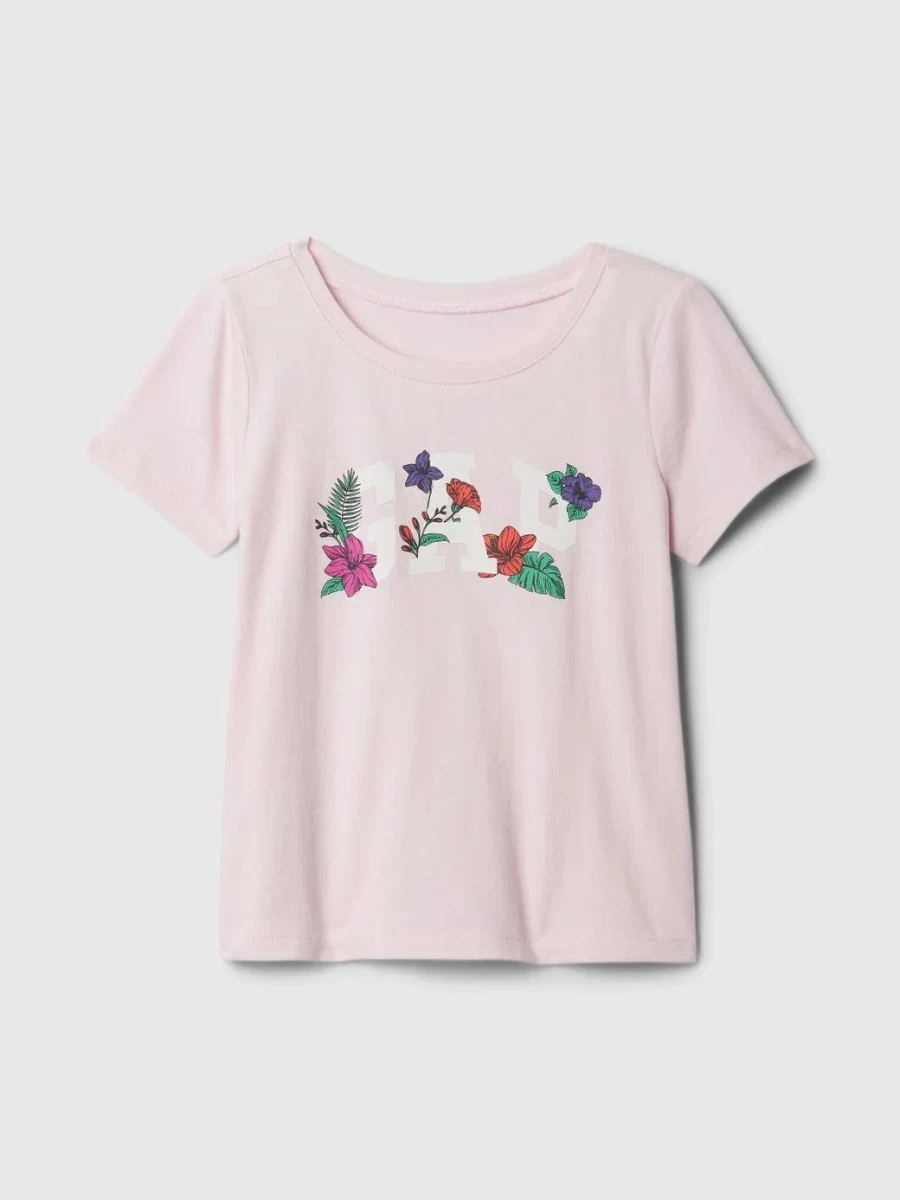 Remera Logo Gap Manga Corta Toddler Niña - Light Peony 
