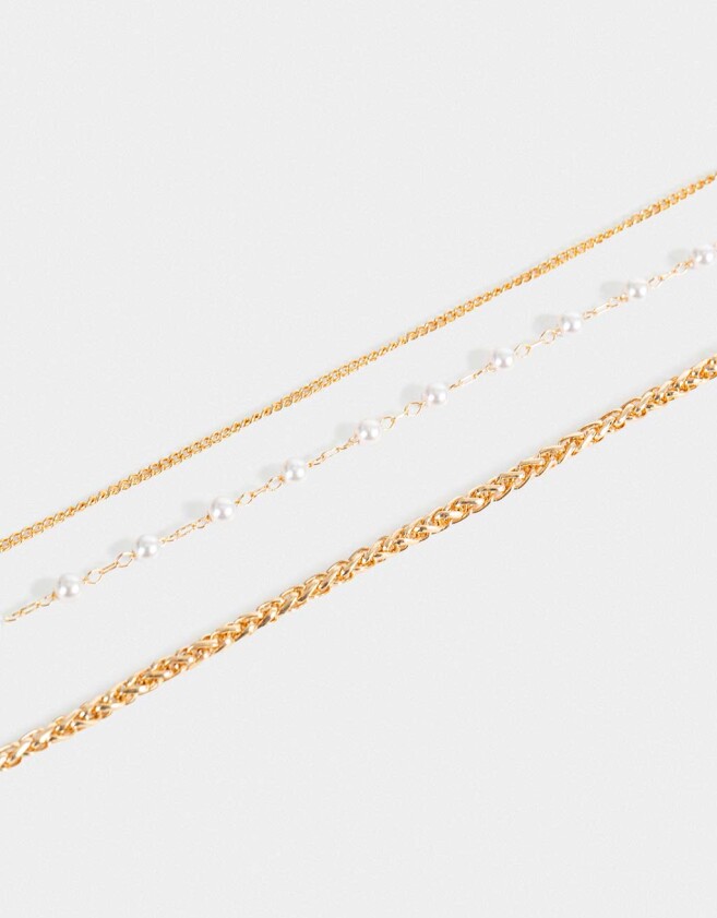 Collares Cortos Perlas Collares Cortos Con Perlas - Dorado