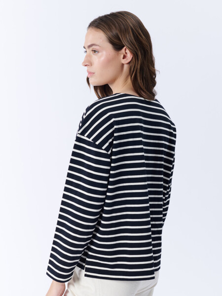 Remera Manga Larga Rayas Crudo Y Negro