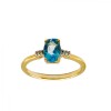 Anillo Halo-Oro Bajo-Piedra Agua marina y Zirconia-AN8159 conpiedra