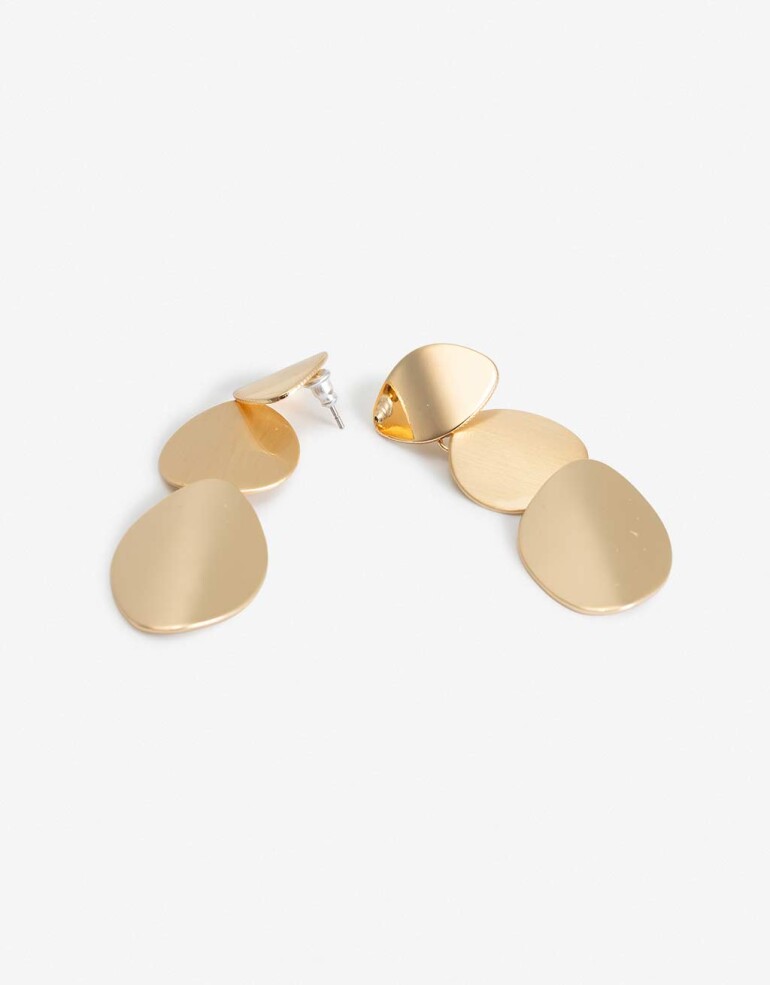 Aros Colgantes Largos Metal Aros Largos Chapones - Dorado