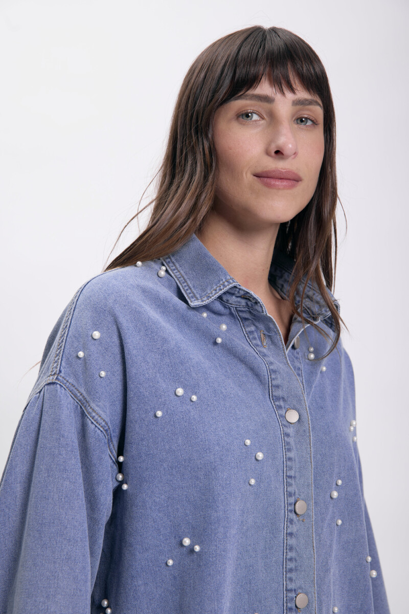 Camisa jean perlas Azul Medio