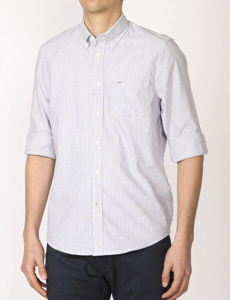 Camisa Harrington Label Blanco/azul