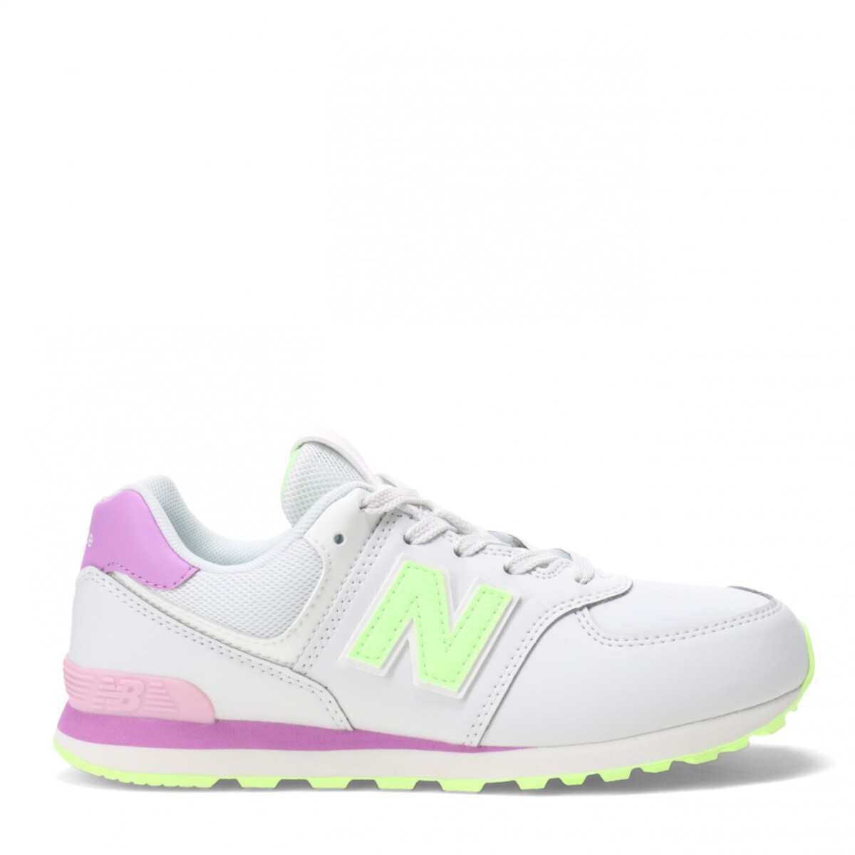 Championes Infantiles New Balance 574 Kids - Gris - Violeta - Amarillo Fluo 