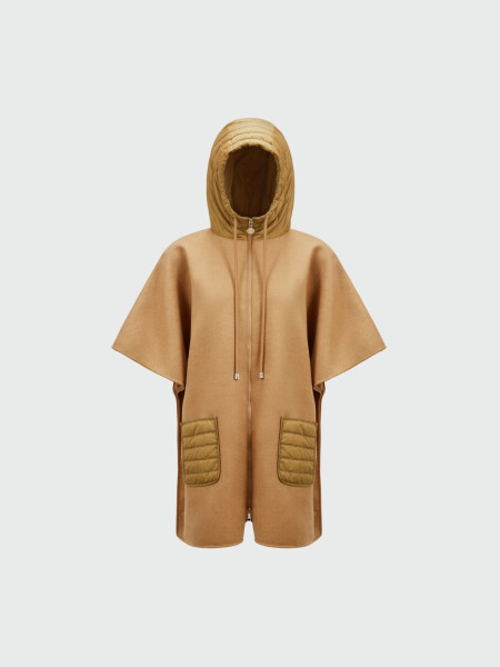 Moncler - Capa de plumón de lana con capucha Beige