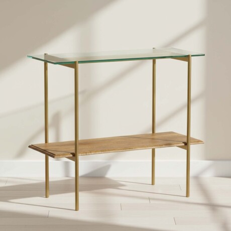 CONSOLA MADERA-Y-VIDRIO NATURAL-BEIGE MARILYN NATURAL