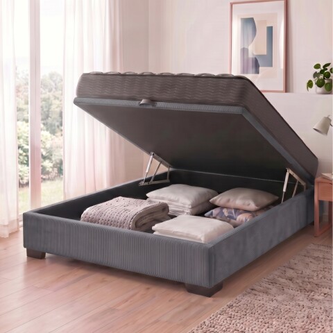 Sommier Baúl Plaza y Media Gris con Colchón Linde Zafiro 110 x 190 Firme Sommier Baúl Plaza y Media Gris con Colchón Linde Zafiro 110 x 190 Firme