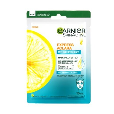 GARNIER MASCARA DE TELA EXPRESS ACLARA ANTI IMPERFECCIONES GARNIER MASCARA DE TELA EXPRESS ACLARA ANTI IMPERFECCIONES