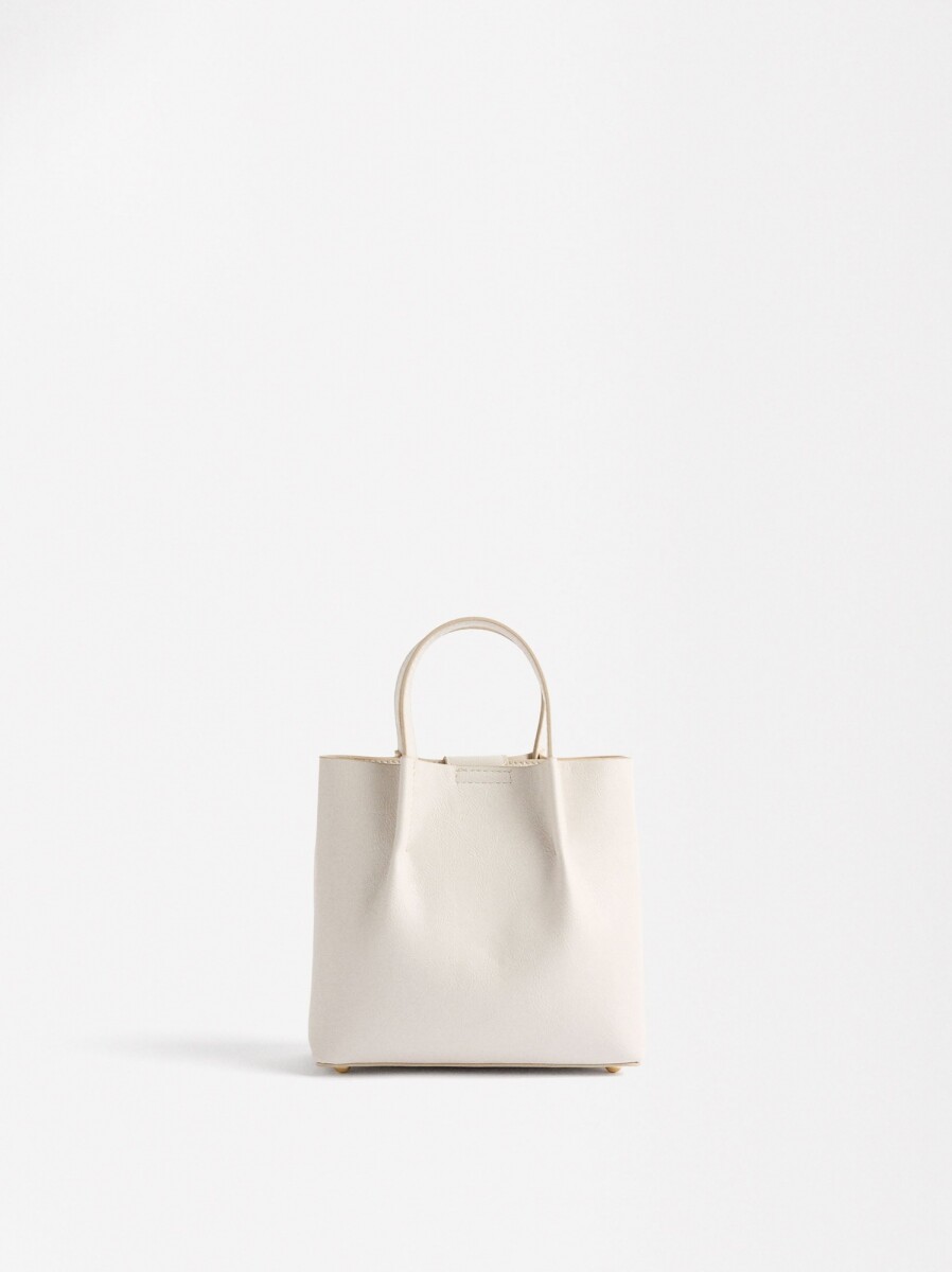 Bolso Tote Con Efecto Craquelado - crudo 