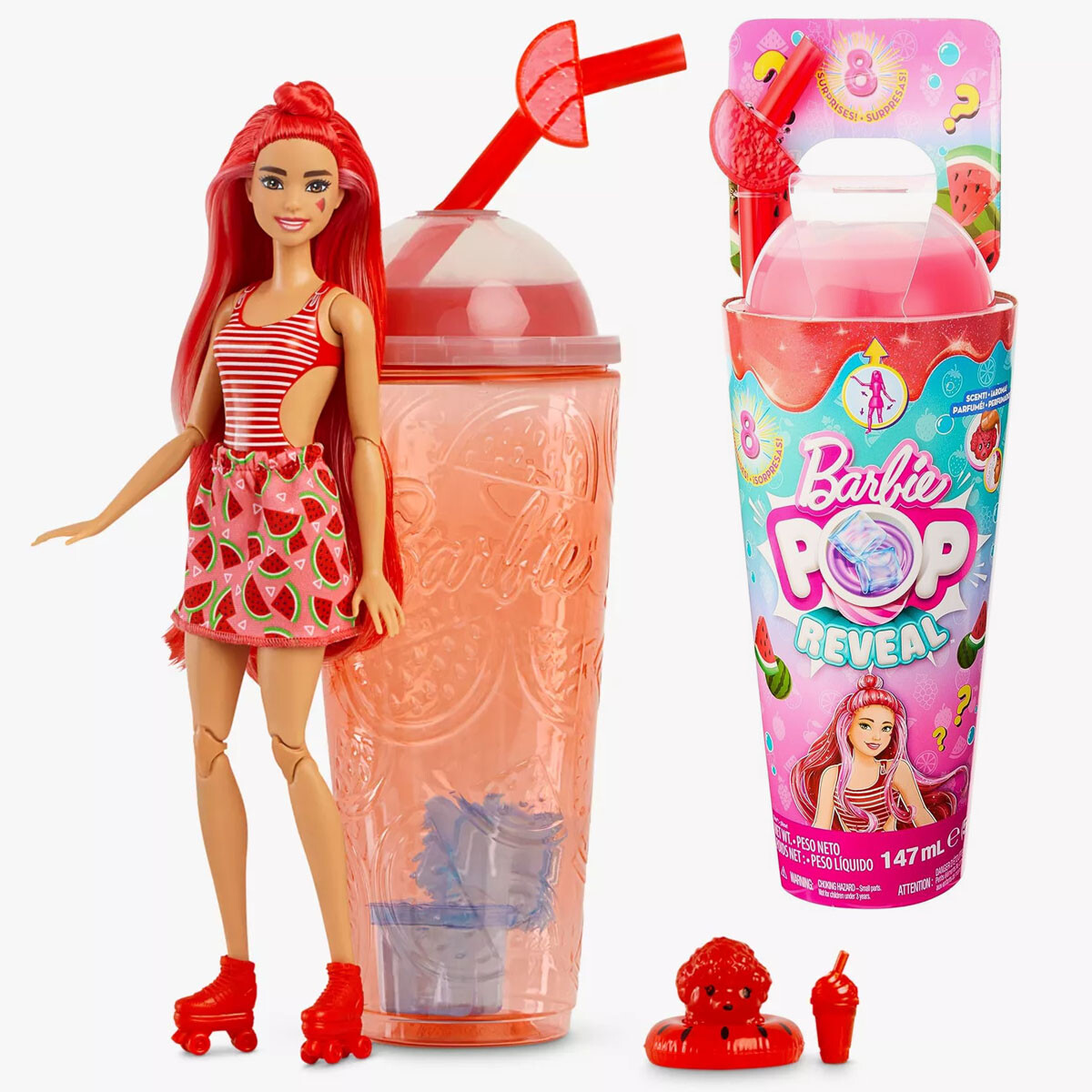 Muñeca Barbie Pop Reveal + Vaso Con Accesorios - Rojo 