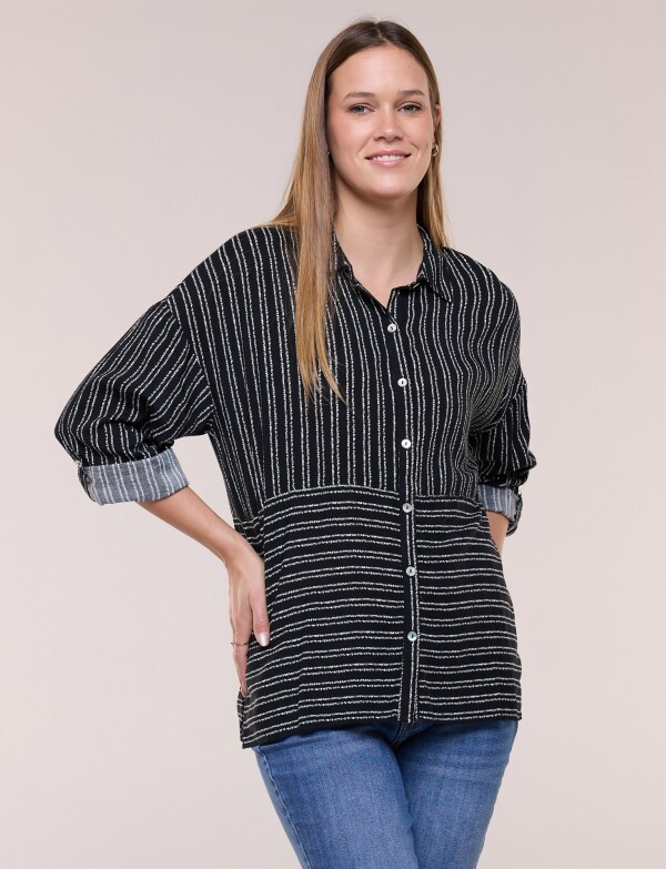 Camisa Lineas NEGRO/BLANCO