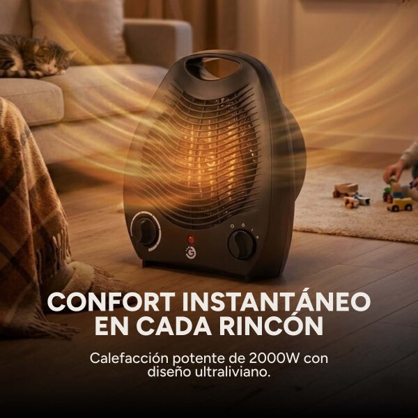 Caloventilador Goldtech 2000W 220V 2 Modos Frío Calor Negro