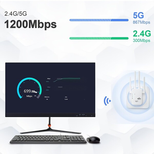 Extensor Wifi Repetidor Doble Banda Router Modem 4 Antenas Variante Color Blanco