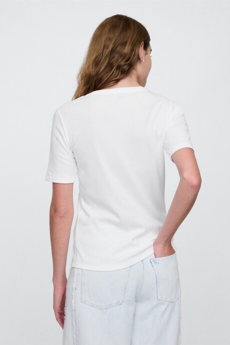 Remera Rib Cuello Redondo Mujer White Uk