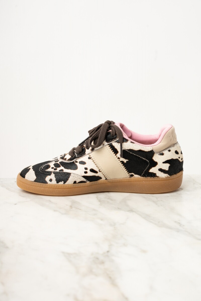 Zapatilla Pelo Animal Print Vaca Marrón